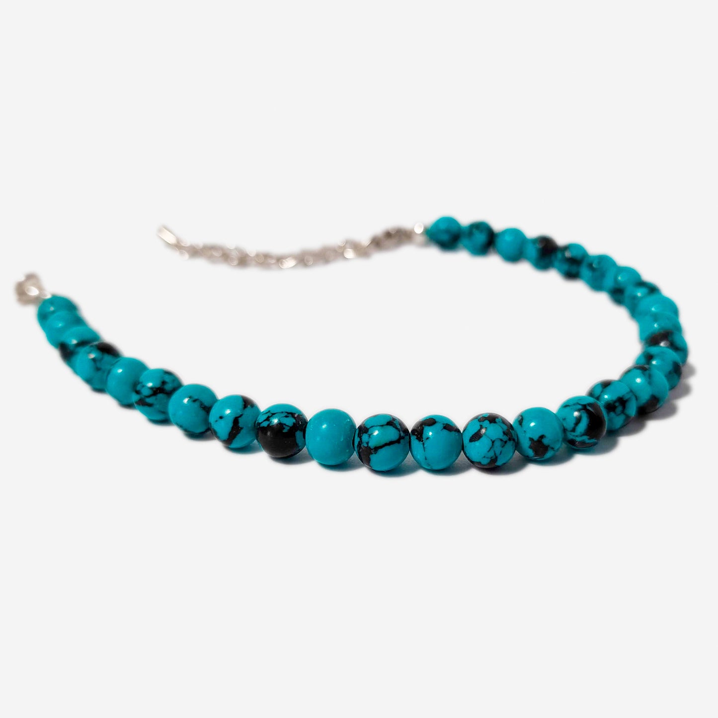 Bracciale da Uomo in Acciaio con Perle di Pietre Dure Turchese Verde Nero