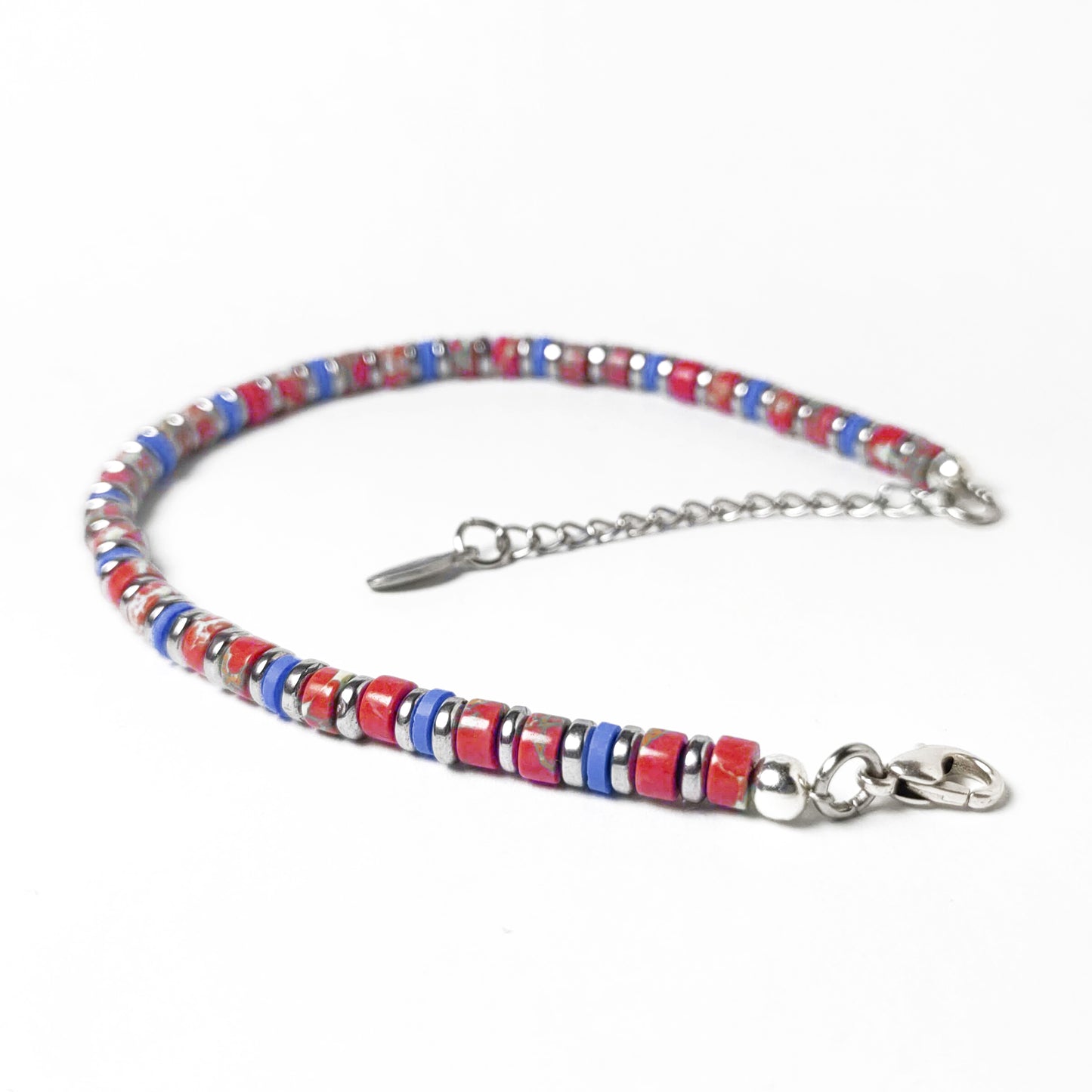 Bracciale da Uomo con Pietre Dure Rosso Ematite Blu