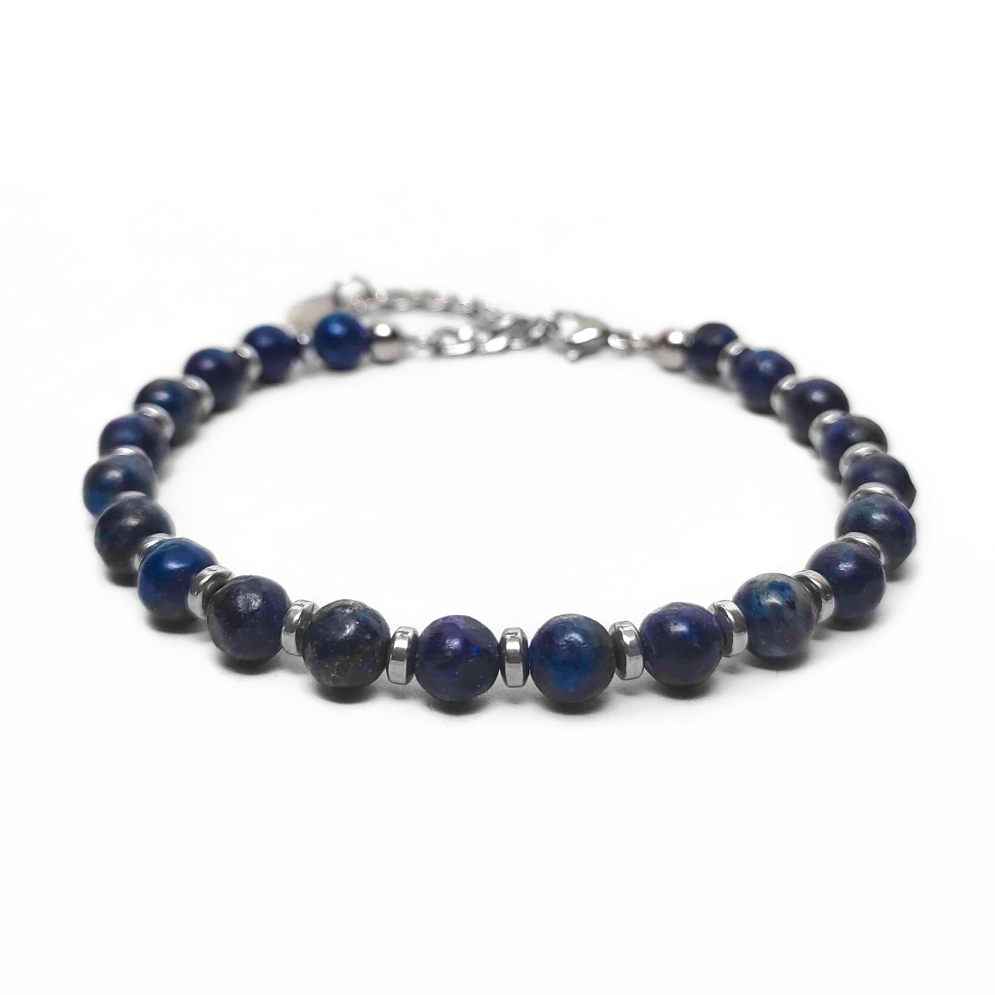 Bracciale da Uomo con Lapislazzuli da 6mm e Rondelle di Ematite