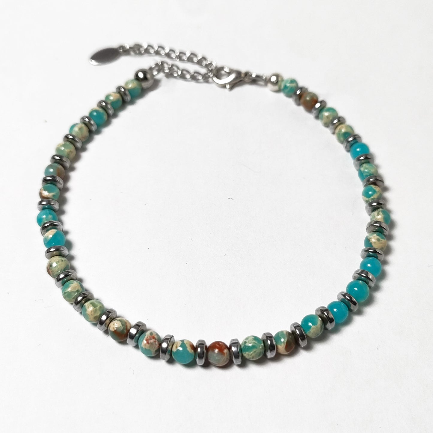 Bracciale da Uomo con Diaspro Verde Ematite Acciaio