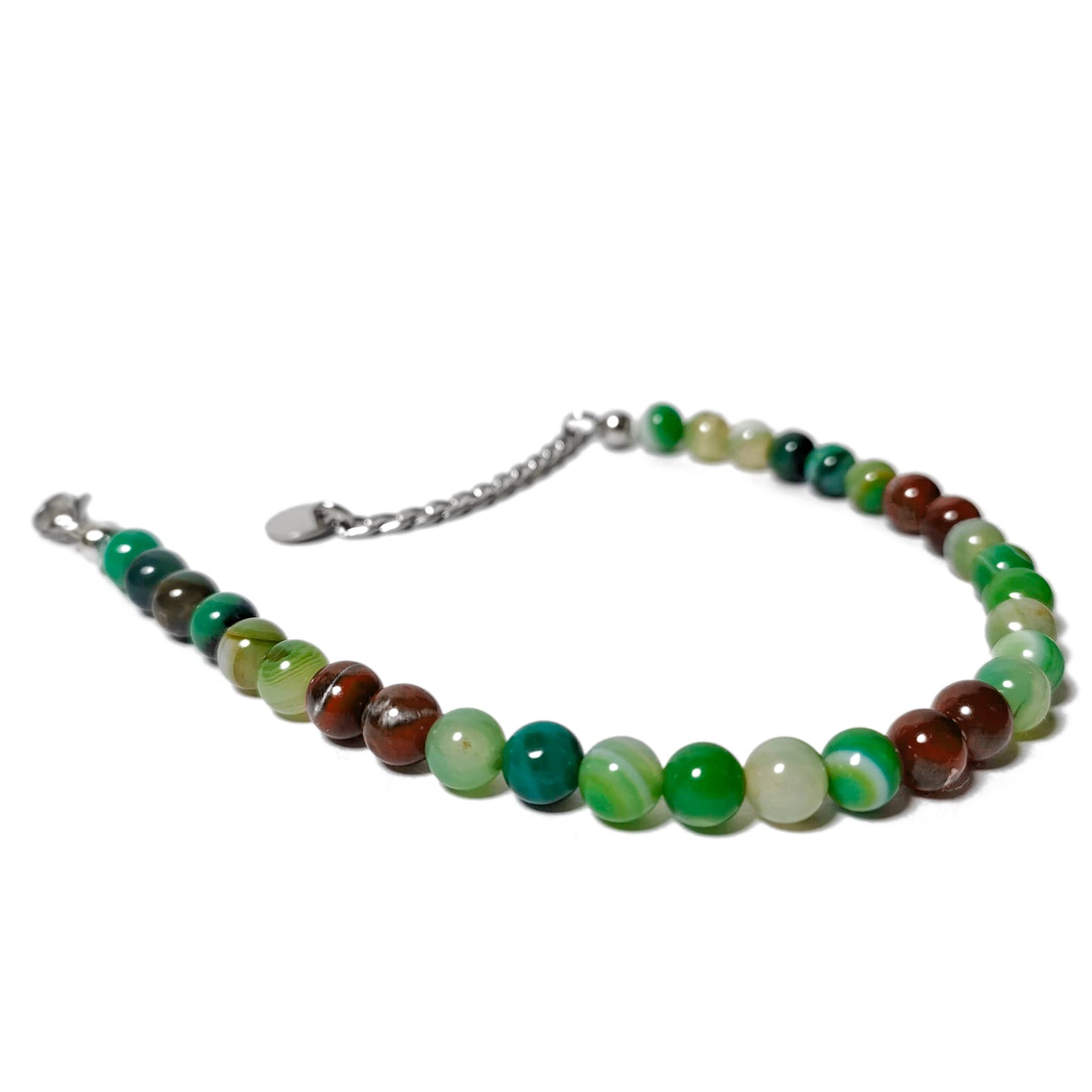 Bracciale da Uomo con Agata Verde e Occhio di Tigre Naturale