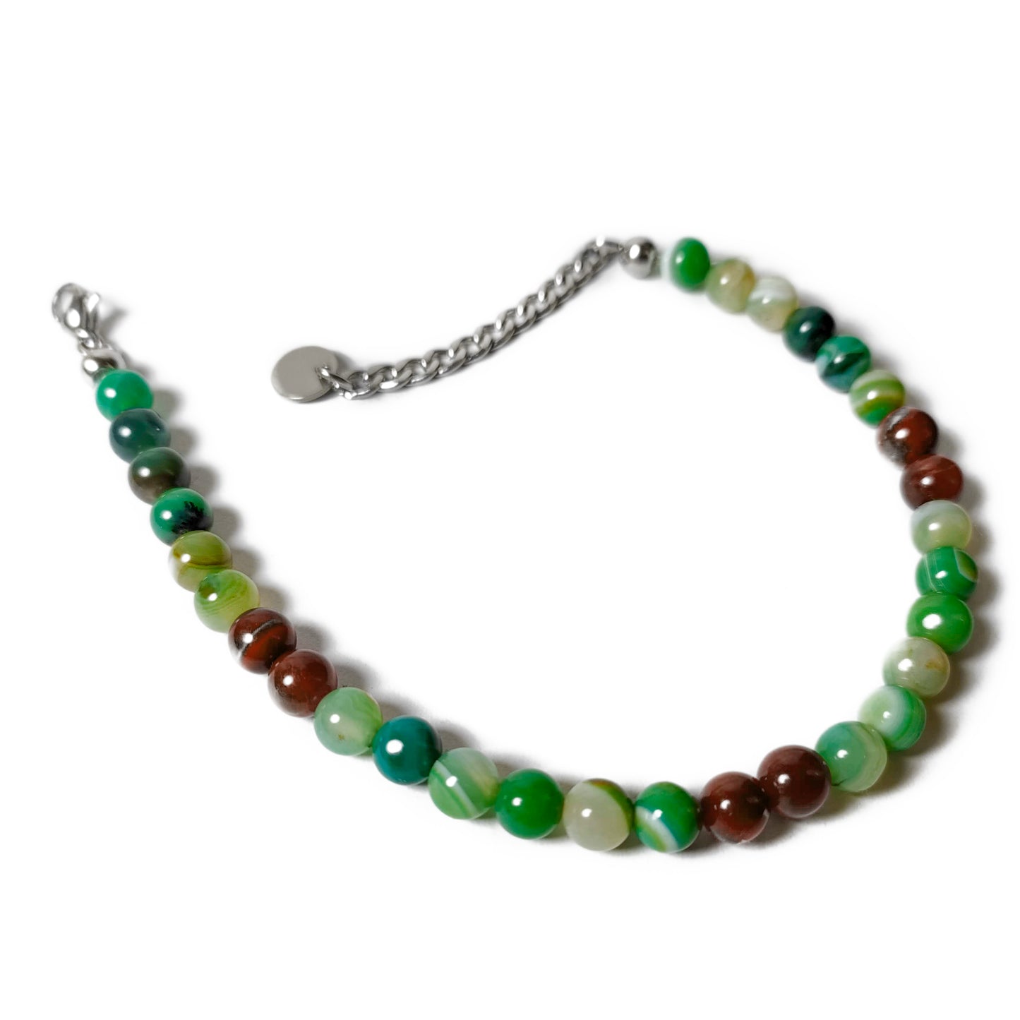 Bracciale da Uomo con Agata Verde e Occhio di Tigre Naturale