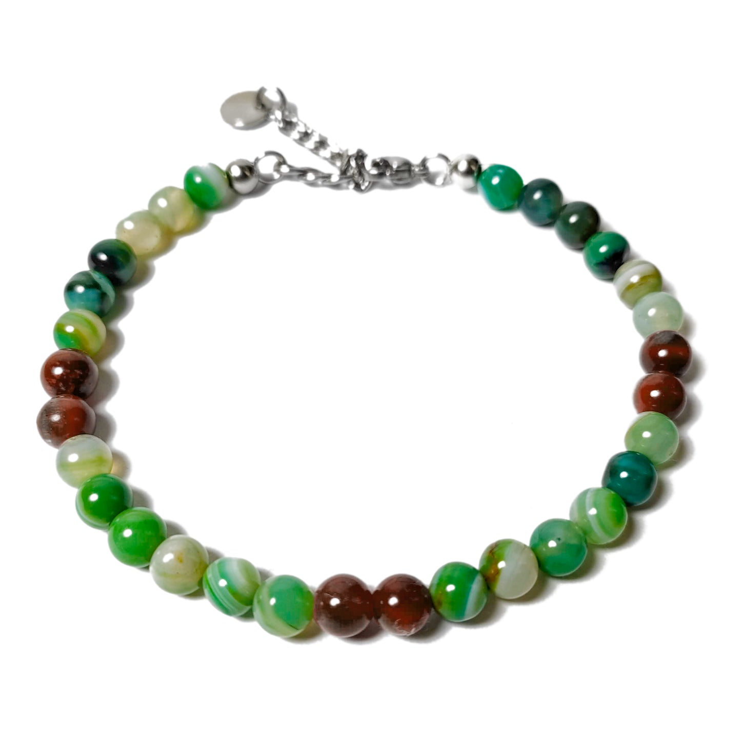 Bracciale da Uomo con Agata Verde e Occhio di Tigre Naturale