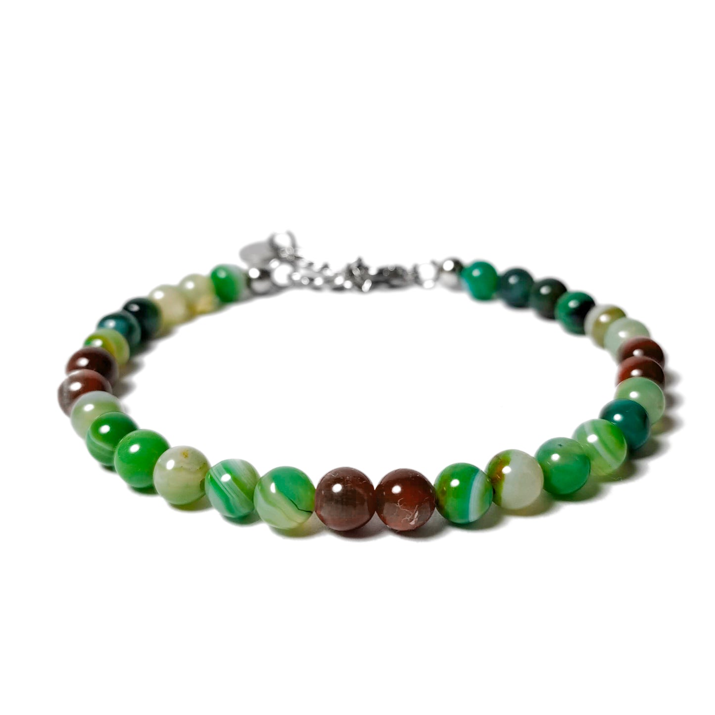 Bracciale da Uomo con Agata Verde e Occhio di Tigre Naturale