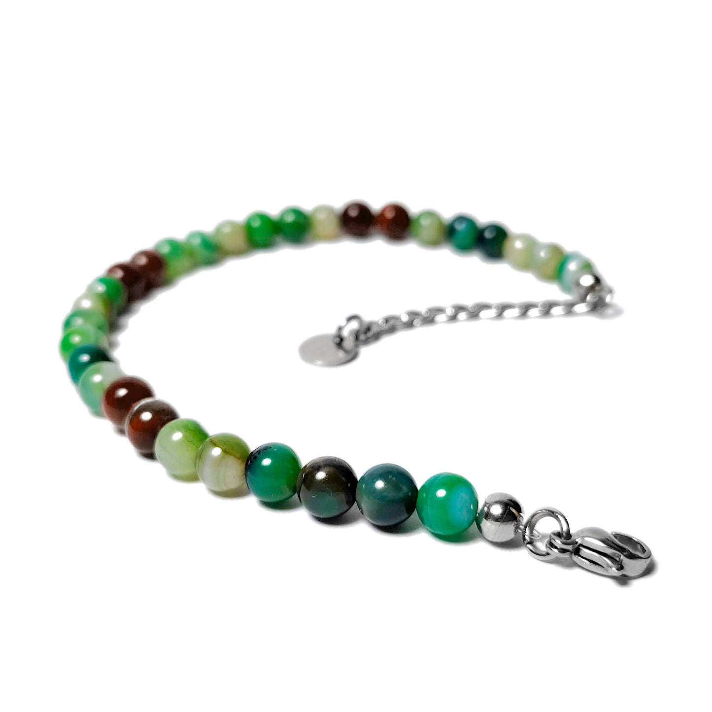 Bracciale da Uomo con Agata Verde e Occhio di Tigre Naturale