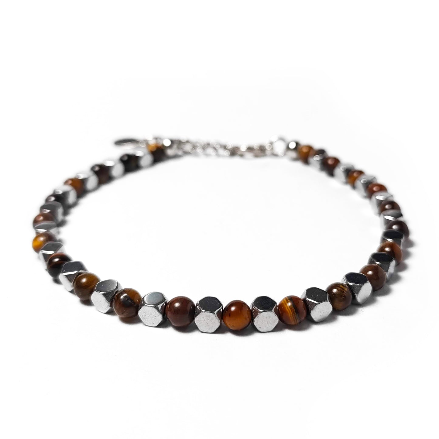 Bracciale da Uomo con Pietre Dure Occhio di Tigre ed Ematite