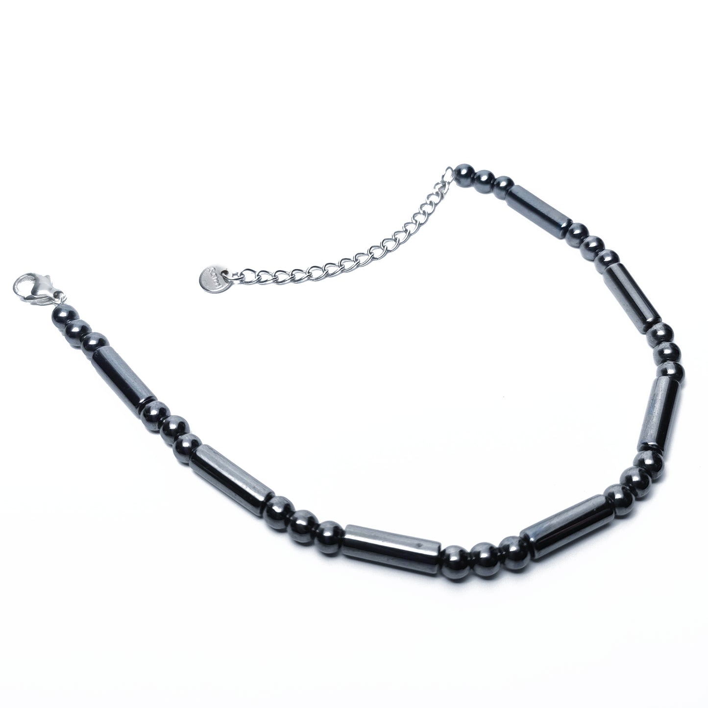 Bracciale Canna di Fucile con Cilindri e Perle di Ematite