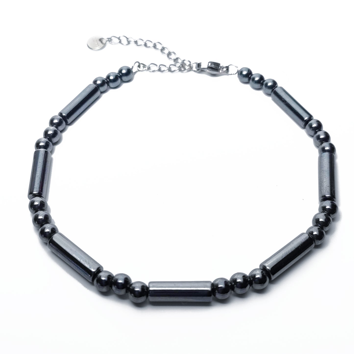 Bracciale Canna di Fucile con Cilindri e Perle di Ematite