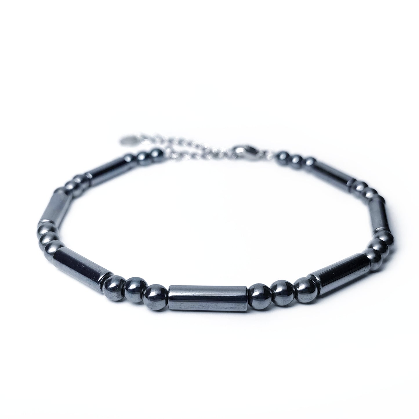 Bracciale Canna di Fucile con Cilindri e Perle di Ematite