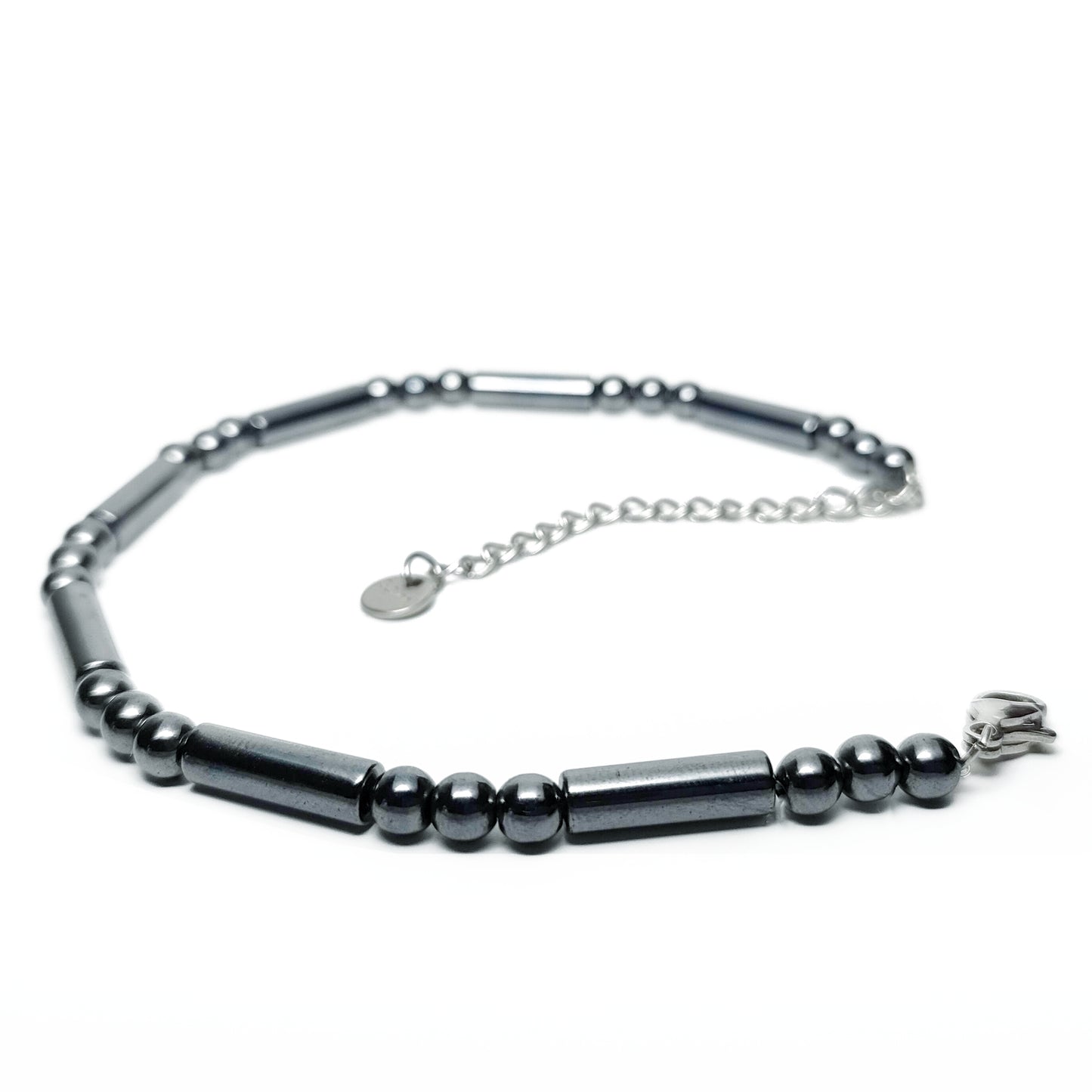 Bracciale Canna di Fucile con Cilindri e Perle di Ematite