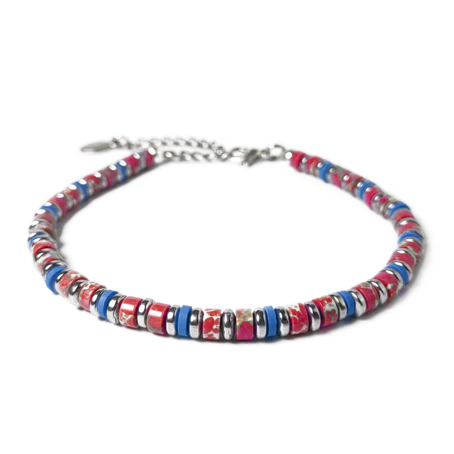 Bracciale da Uomo con Pietre Dure Rosso Ematite Blu