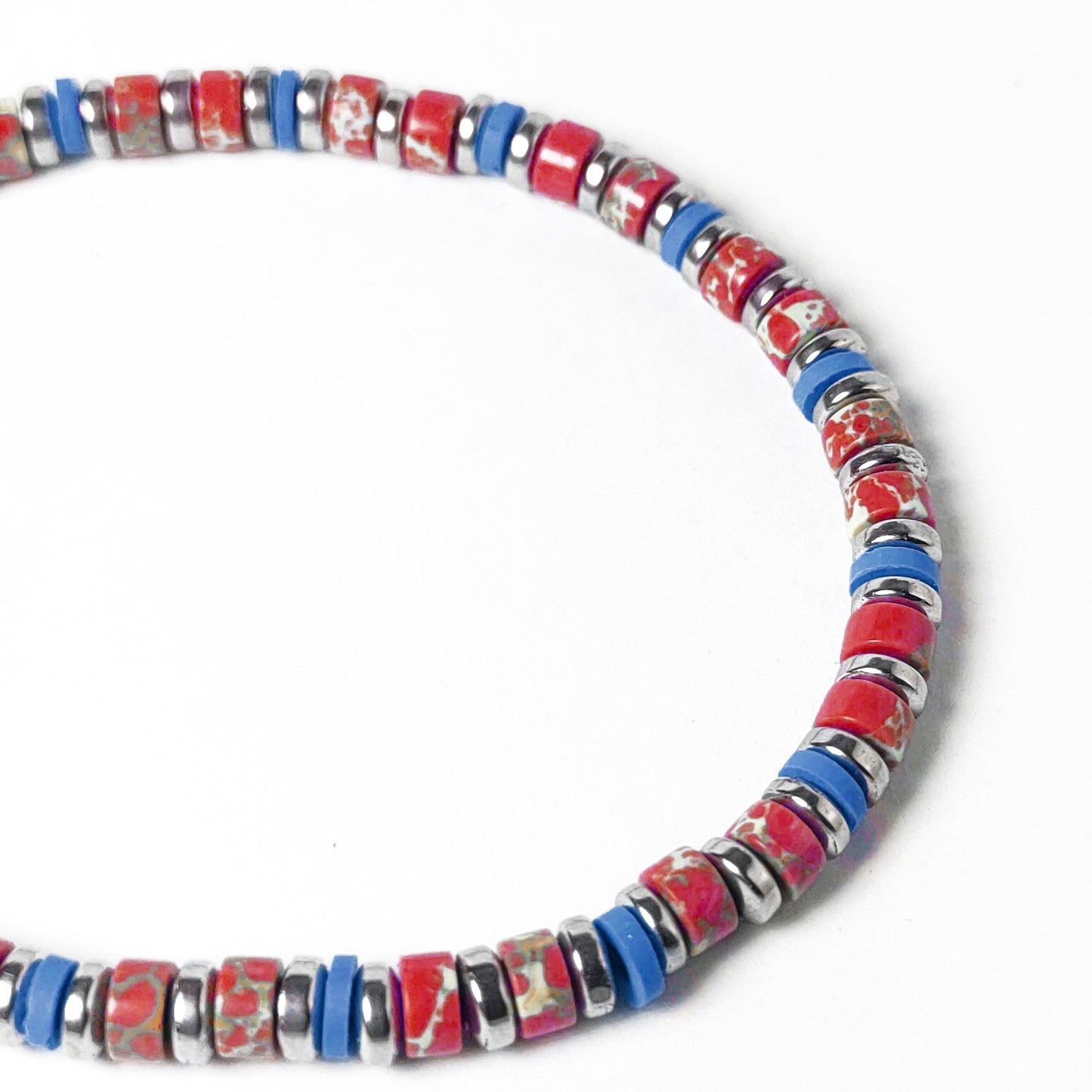 Bracciale da Uomo con Pietre Dure Rosso Ematite Blu