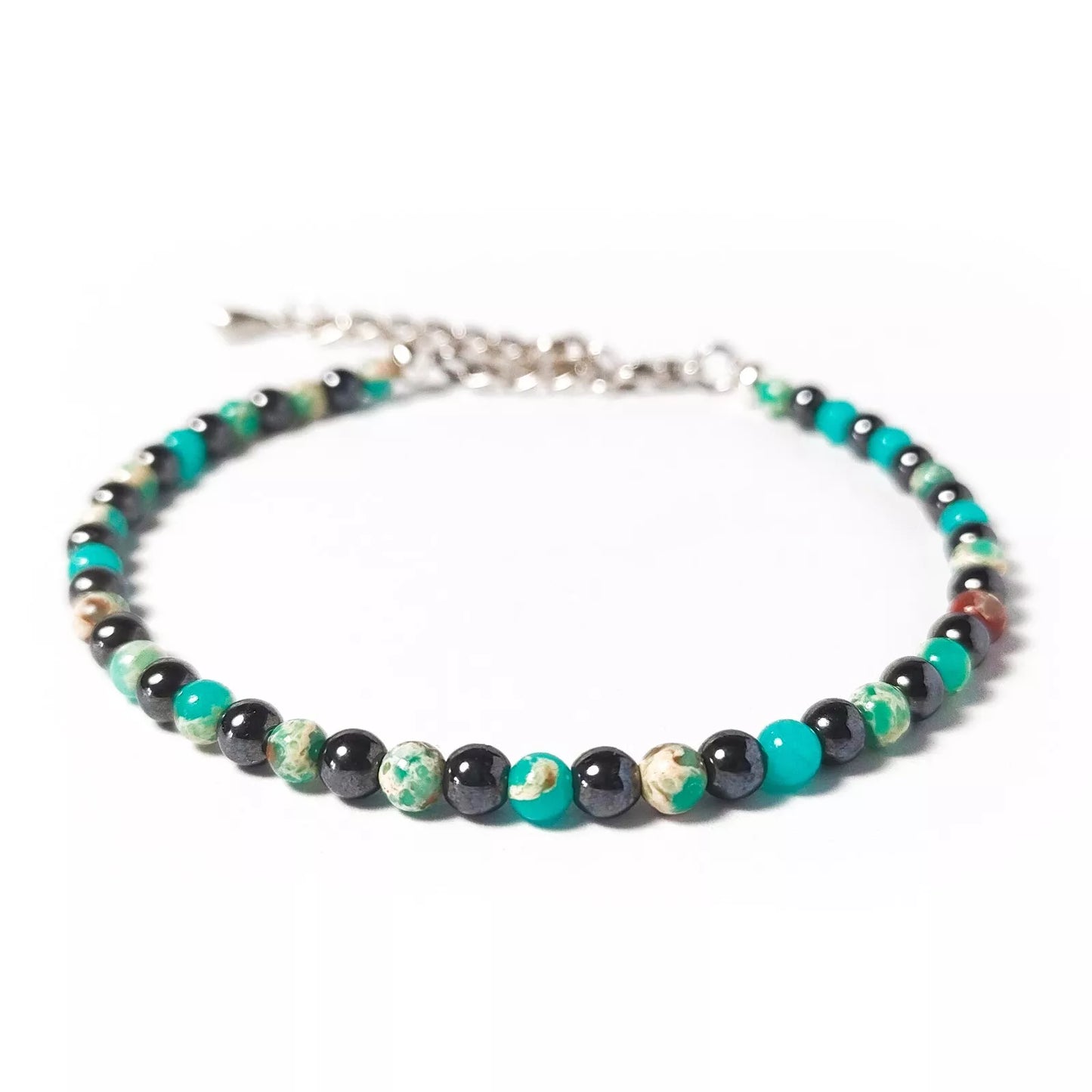 Bracciale da Uomo con Turchese Verde Ematite Antracite